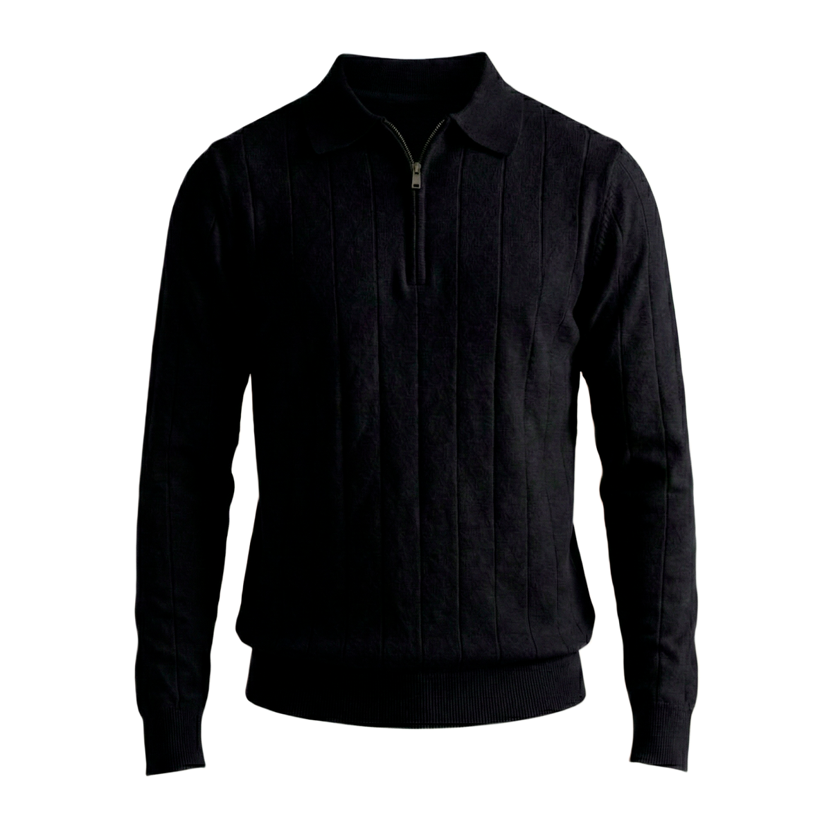 Maglione classico con zip a coste