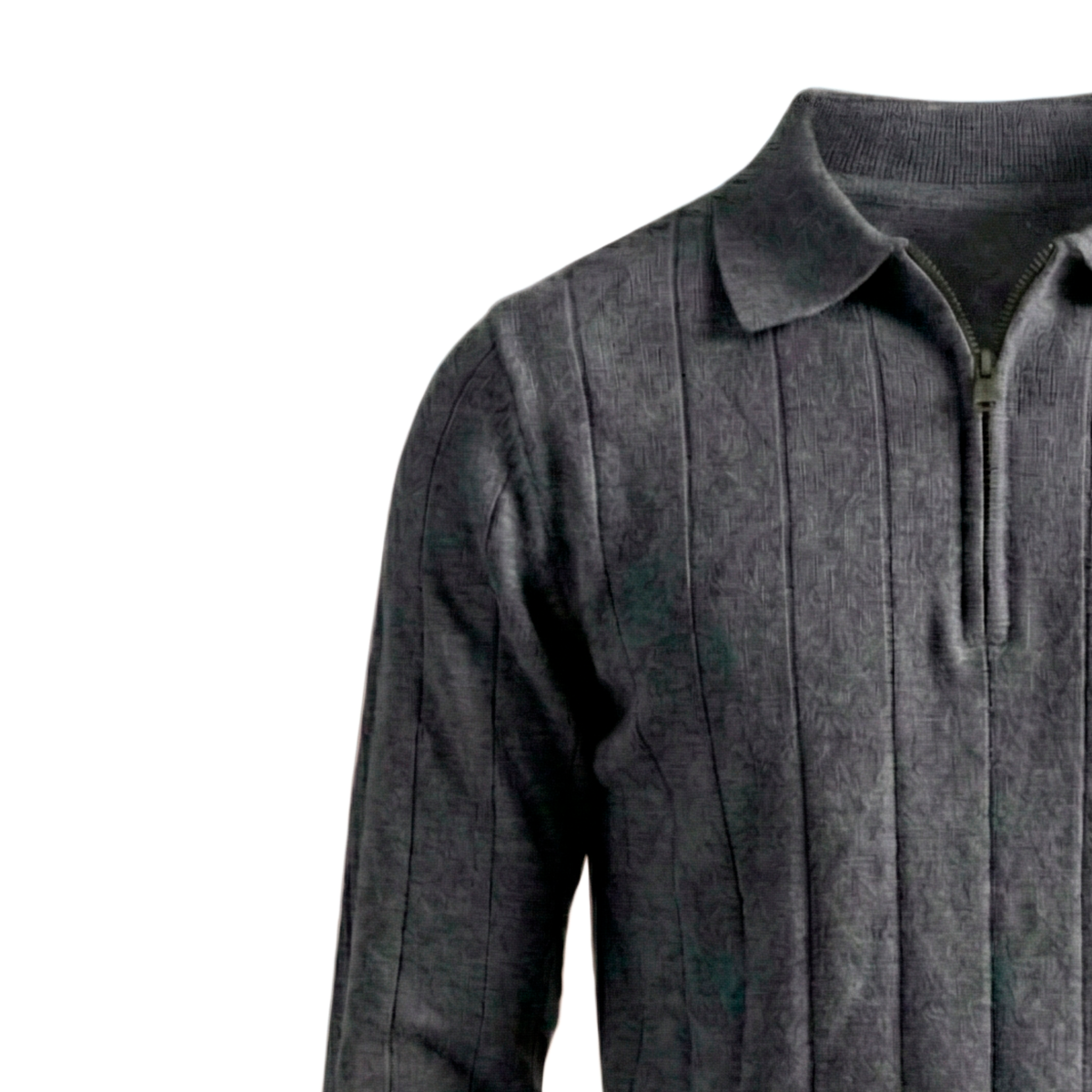 Maglione classico con zip a coste 