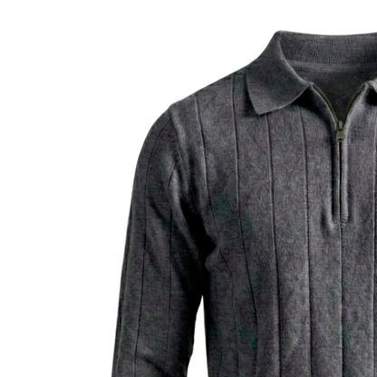 Maglione classico con zip a coste 