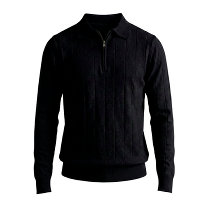 Maglione classico con zip a coste 