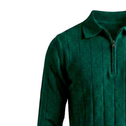 Maglione classico con zip a coste 