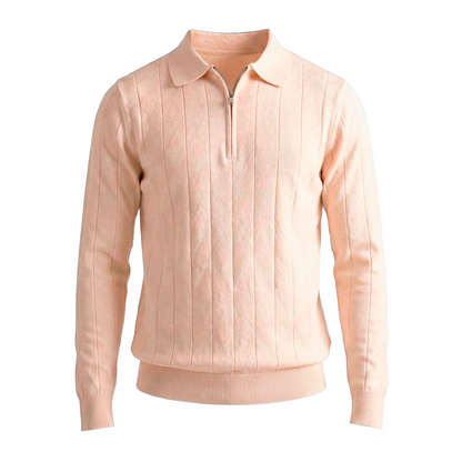 Maglione classico con zip a coste 